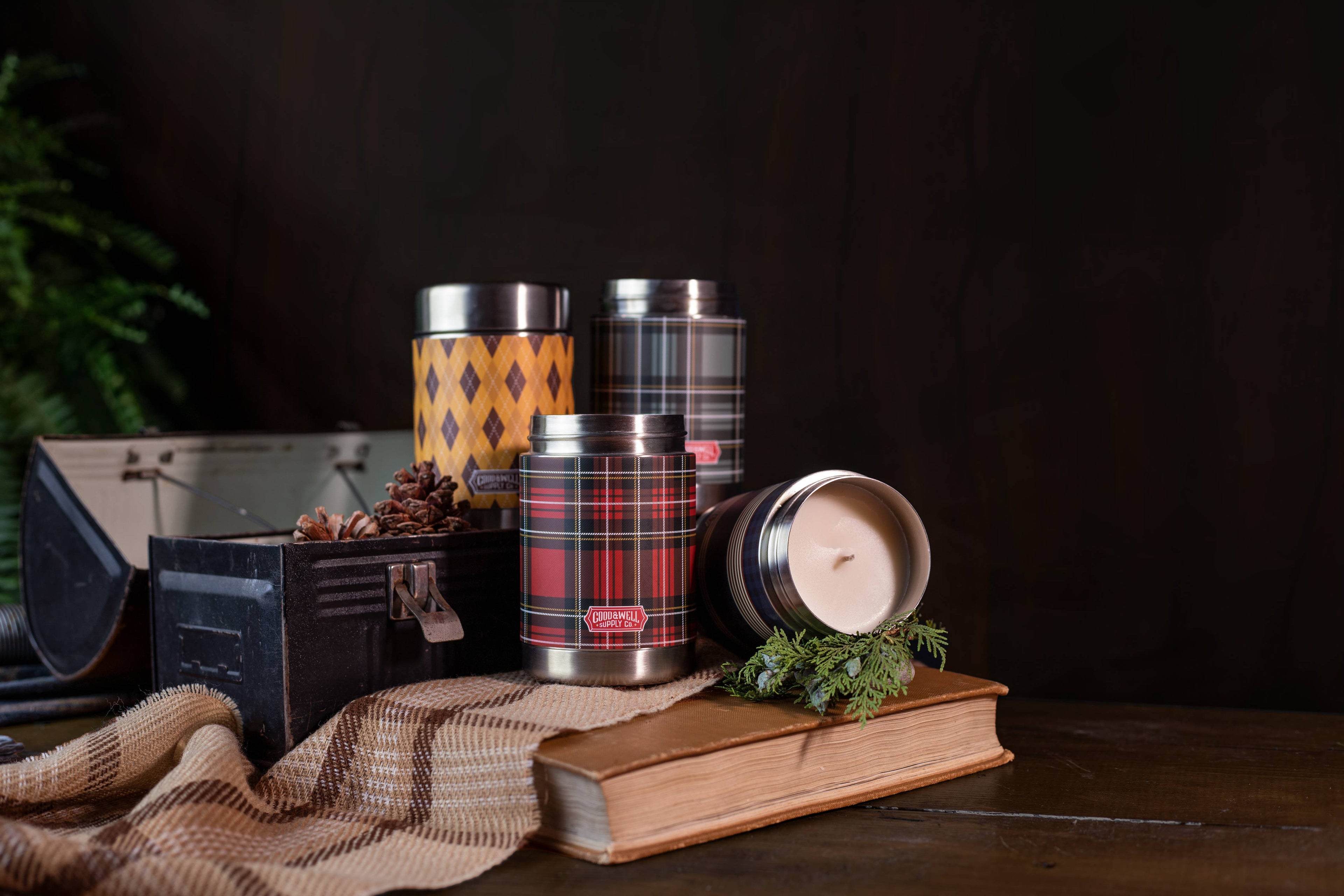 Plaid Vintage Canteen Candle - In the Pines