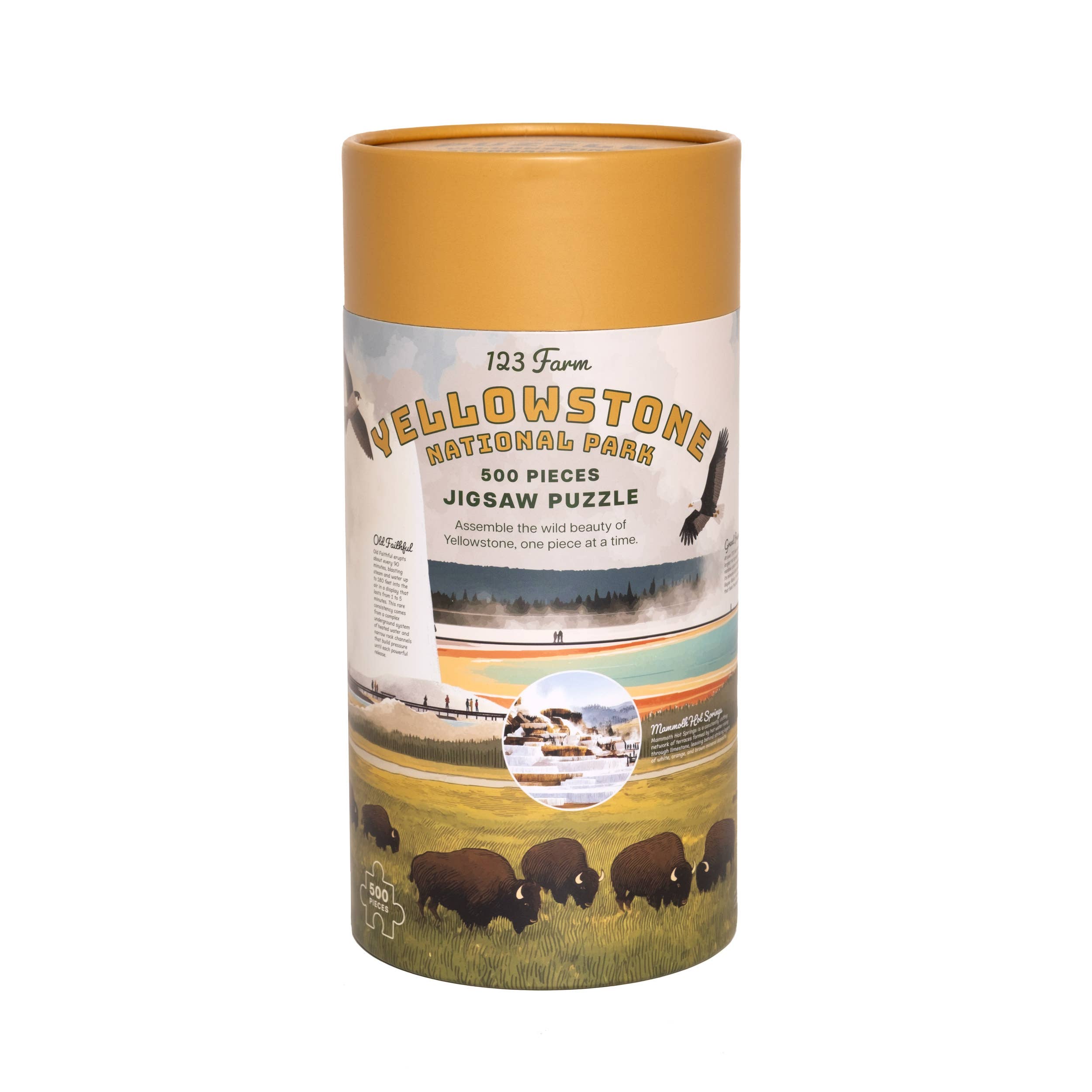 Yellowstone Puzzle – 500 Pc Tube with Vintage Illustrations